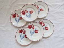 6 assiettes plates vintage faïence Moulin des Loups série Simone