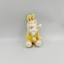 Doudou lapin jaune blanc