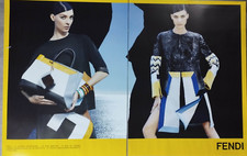 FENDI BAG Lady Designer Fashion Handbag Purse Print Ad /BLACK WHITE YELLOW BLUE