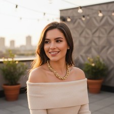 Femme Mode Bijoux Collier Métal Doré Chaîne Double Tressé Liens Moderne Style