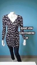 Diane Von Furstenberg Taille 38 tunique en SOIE manches longues bordeaux noir