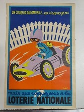Affiche publicitaire loterie nationale un coureur automobile de Constant