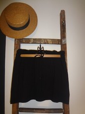 MANGO M 38 MINI JUPE SOUPLE COURTE FLUIDE SEXY NOIR POCHES BAS DOUBLEE CHIC    T