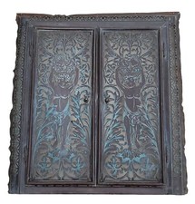 08K13 ANCIENNE GRILLE FACADE DE CHEMINEE EN LAITON AJOURE XIXe SIECLE DECORATION