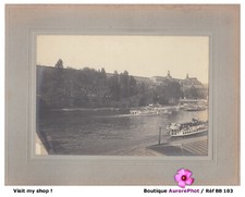 PARIS 1890, VUE LE LONG DE LA SEINE & BATEAUX MOUCHES, TIRAGE SUR CARTON -BB103