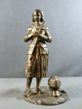 Statue de Jeanne d'Arc en métal patine bronze, 19ème siècle, figure religieuse