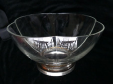ancien saladier quadrilobé à punch ou à sangria 80's vintage verre base argenté