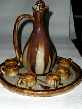 LA BORNE - TALBOT -GRES du BERRY -SERVICE à LIQUEUR - POTERIE ORIGINALE 