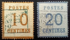 Timbres FRANCE ALSACE-LORRAINE N° 5 et 6  Oblitérés