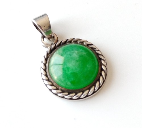 Pendentif jade argent - et,