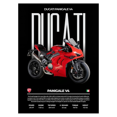 Affiche moto ducati rouge - affiche, |