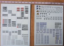 DECALS PNEUMATIQUES MICHELIN - AVON - DUNLOP - KLEBER - BF GOODRICH 1/43ème