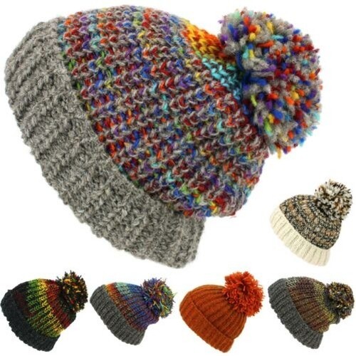 Bonnet laine casquette pompon - bonnet,