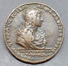 MEDAILLE LOUIS XIV CONSTRUCTION DU CANAL DU MIDI 1677 Bronze 52,2 mm
