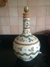 PIED De LAMPE FAÏENCE POTERIE ITALIENNE MOTIFS FLEURIS