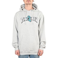 Sweat À Capuche Pullover Santa Cruz X Thrasher Logo Screaming - Gris Chiné