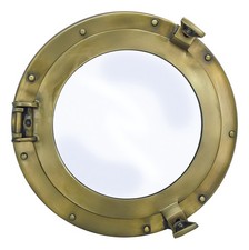Miroir hublot Hublot en aluminium aspect laiton antique 30 cm Sea-Club