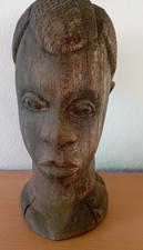 STATUE EN BOIS TETE DE FEMME AFRICAINE