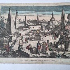 Vue Optique 1770 Pyramides D'Egypte Merveilles Du Monde Etching 18thC