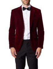 Hommes Bordeaux Velours Blazer