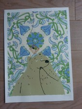 Affiche / Poster Ours "Papier-peint à fleurs" de Dominique Le Bagousse 