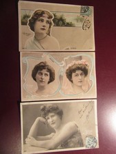 LOT DE 3 CARTES POSTALES FANTAISIE " CELEBRITES  "