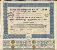 Coupure d'obligation: Téléphones PICART LEBAS  (O)