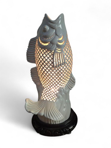 Lampe carpe koi - carpe, porcelaine
