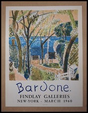Guy BARDONE : FINDLAY Galleries New York, affiche lithographie originale 1960