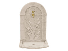 Fontaine Murale en Pierre Roseau avec Robinet en Laiton - décoration extérieur
