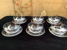 6 Coupes Rinces Doigts avec leurs Assiettes en Cristal BACCARAT ou Saint LOUIS
