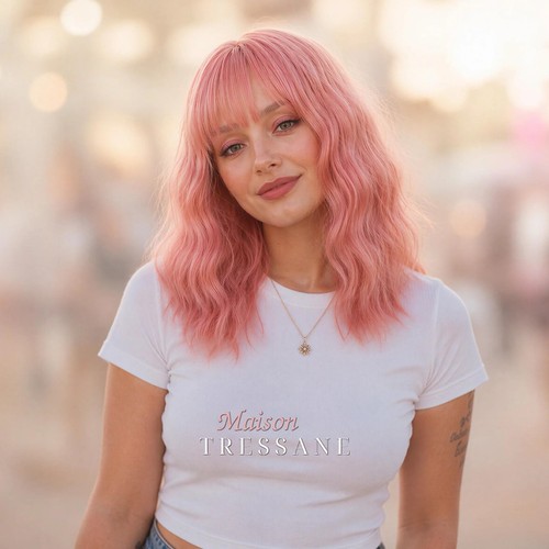 Perruque femme rose bob carré - rose,