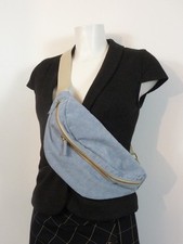 🌼 Sac Banane en Velours Bleu Ciel avec 2 Poches Zippées et Sangle Réglable-Neuf