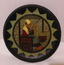 ASSIETTE PYROGRAVURE BOIS BRETONNE PAUL FOUILLEN