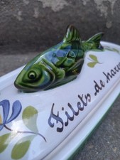 Boite Faïence FILETS HARENGS Sardine Barbotine France Décoration Poisson 