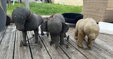 3 Ancien Jouet À Tirer Steiff ? Ours , Éléphant , Âne XIX eme Siècle