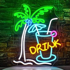 Palm Tree neon sign drink neon sign Beer Bar Neon Sign Wall LED neon sign Hom...