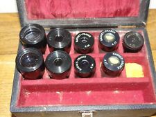 Ancienne Boite 9 Lentilles Objectifs Optiques de Microscope Binoculaire Nachet