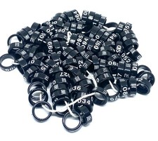 Bagues plastique 2022 pour poules et coques 08/10/12/14/16/18/20mm couleur noir