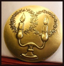 MÉDAILLE BRONZE MARIAGE MODERN ART MEDAL WEDDING par leygue 68mm