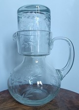 Ancien joli service de nuit en cristal Carafe et verre  C41