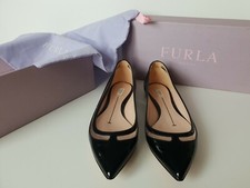 FURLA ballerines noires en cuir verni neuves