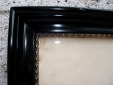Cadre ancien style Napoléon bois noir/or 32 X 25 cm Feuil 25,5 X 18,5 cm