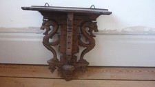 19" Antique French Wood Carved  Black Forest Wall Corned Shelf 19th