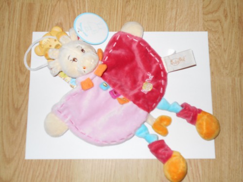 Doudou plat girafe vache - girafe,