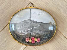 Ancien cadre Souvenir du Puy de Dome verre bombé métal  vintage