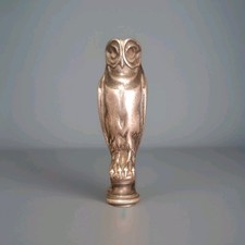 Petit Bronze Animalier Art Déco Signé Sceau Cachet Chouette Bronze Argenté