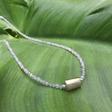 collier fin raffiné en pierre précieuse labradorite pierre de lune argent 925