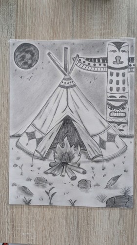Dessin crayon tipi indien - dessin,