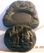 PIERRE A ENCRE CHINOISE SCULPTEE DE PERSONNAGES XX SIECLE H